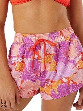 Roxy Board Shorts Floral Bell Bottom Blooms No Bad Waves Swim Beach Large L